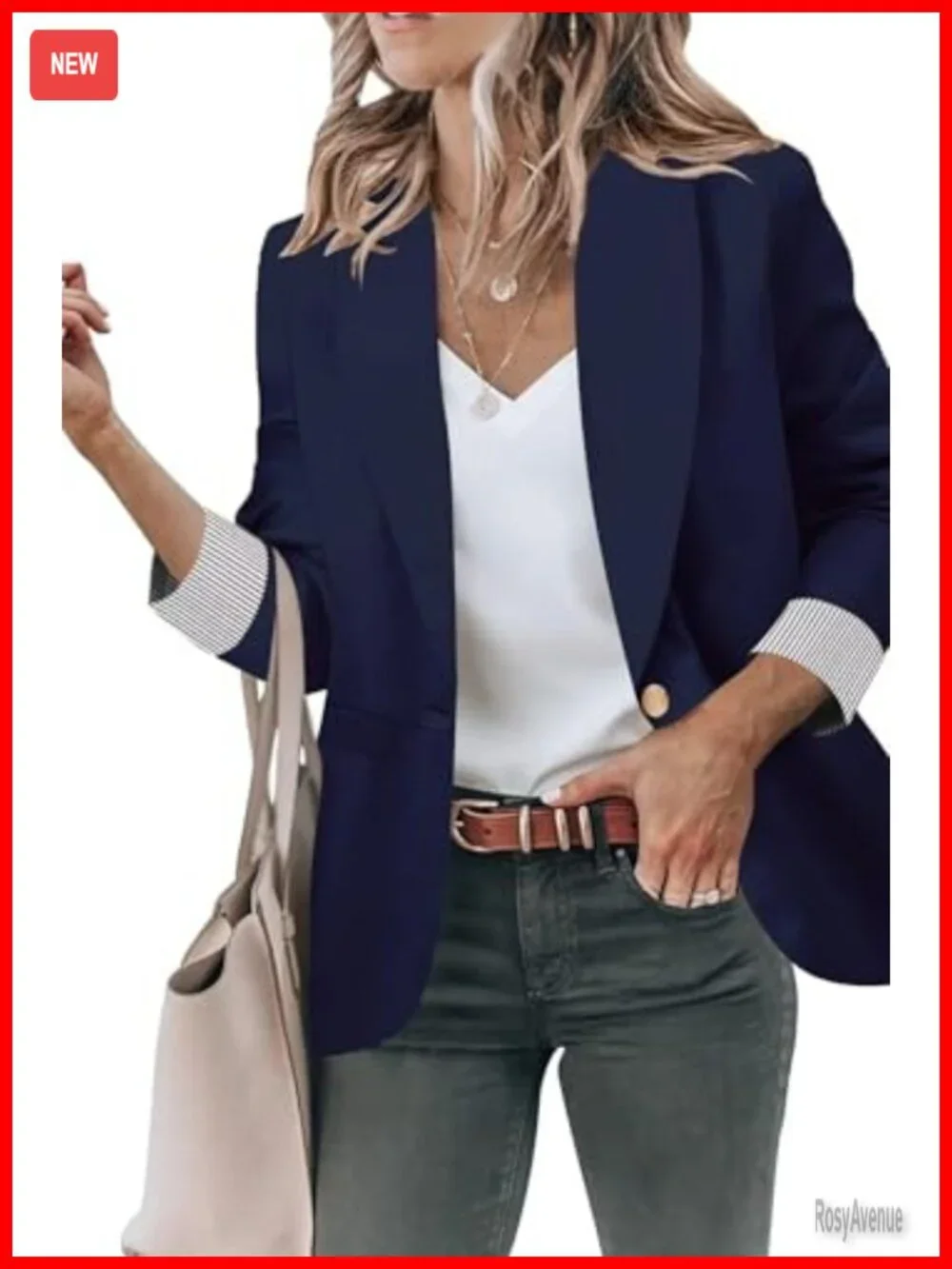Women's Long Sleeve Blazer with Pockets S-2XL Office Casual